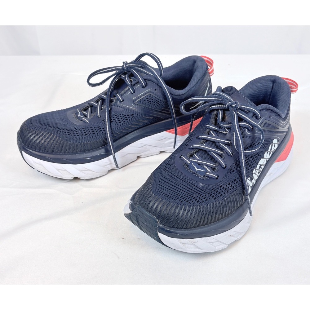 Hoka One One Bondi 7 Women 7.5 Blue Fog Black Iris Running Shoes 1110519 BIBBL